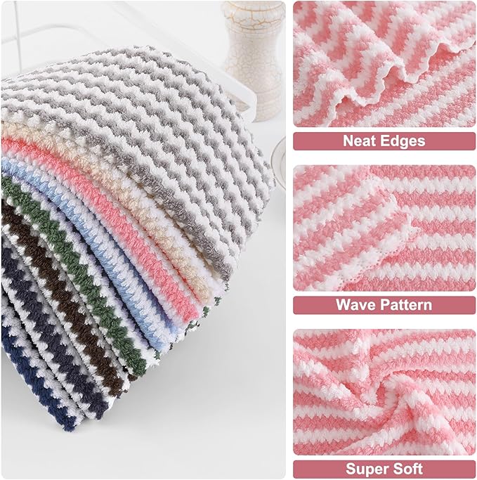 Homaxy 12 Pack Kitchen Dish Cloths, Ultra Soft and Absorbent Dish Towels