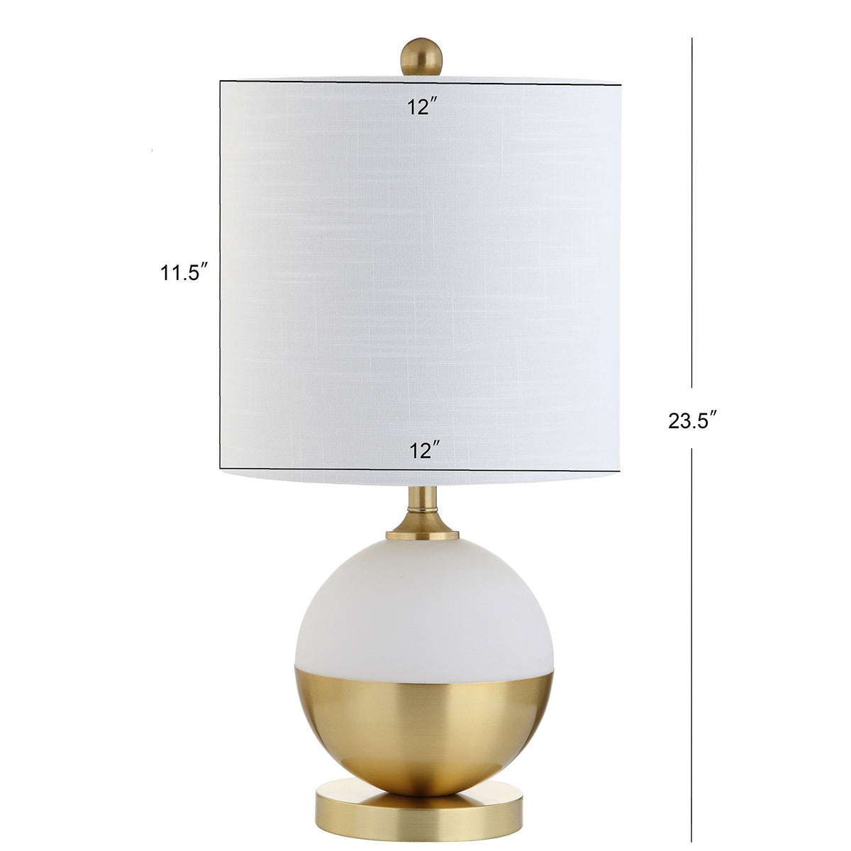 JONATHAN Y 23.5" White and Brass Gold Ceramic Table Lamp, Modern Glam Nightstand Lamp for Bedroom Living Room, White Linen Drum Shade, LED Bulb Included JYL5005A