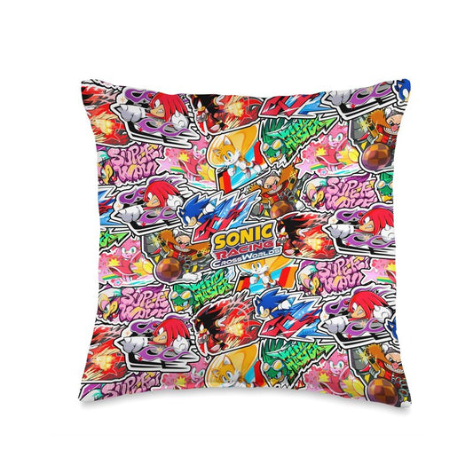 Sonic Racing CrossWorlds - Decals Throw Pillow