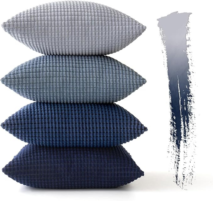 MIULEE Blue Decorative Pillow Covers 20x20 Inch Set of 4 Boho Western Farmhouse