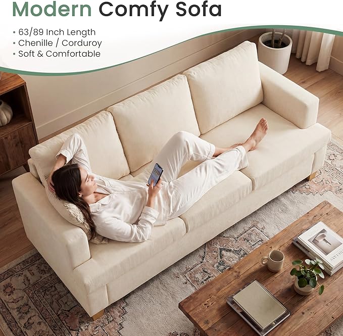 YOUDENOVA Sofa, 2 Piece Set Comfy Couch, 3 Seater & Loveseat Sofa