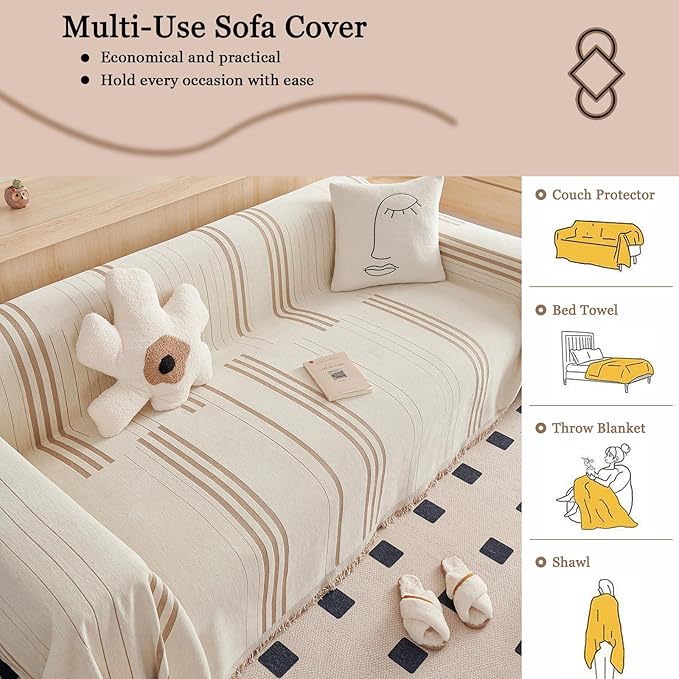 DREAMINGO Couch Cover Washable Chenille Sofa Protector