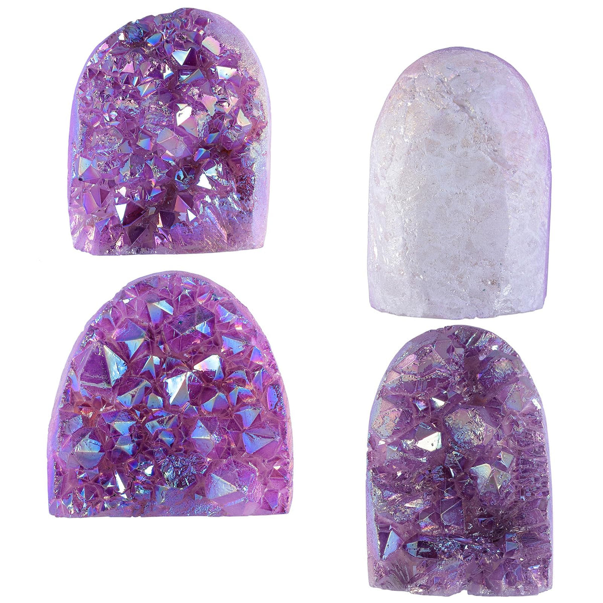 SUNYIK Purple Titanium Coated Rock Quartz Crystal Cluster Upright Natural Raw Rough Stone Mineral Specimen for Tabletop Decor Healing Meditation