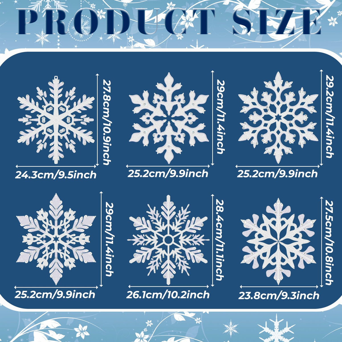 Novabright 6 Pcs Large Winter Snowflakes Diamond Painting Ornaments Set 10 Inch 5d DIY Glittered Snowflakes Diamond Crystal Rhinestone Art Wreath Craft Kits for Winter Holiday Christmas Tree Decor