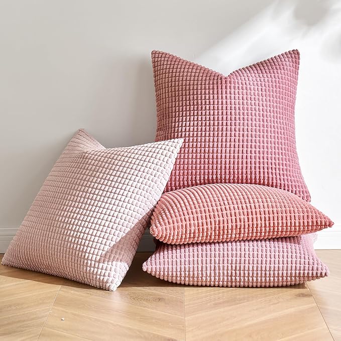 MIULEE Aesthetic Pink Spring Decorative Pillow Covers 20x20 Inch Set of 4