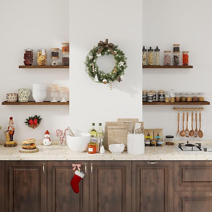 32Inch Floating Shelves for Wall 2 Pack Wood Shelves for Kitchen, Bedroom Wall