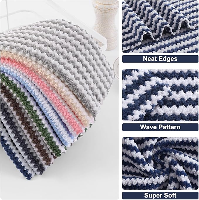 Homaxy 12 Pack Kitchen Dish Cloths, Ultra Soft and Absorbent Dish Towels
