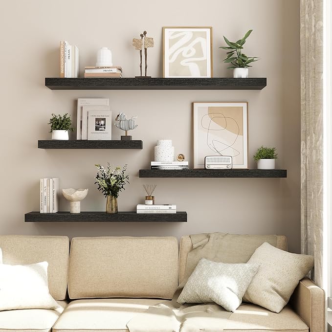 Dreamland 40 Inch Black Floating Shelves