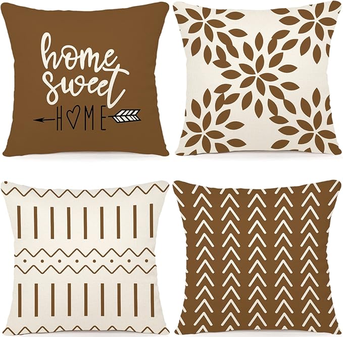 YCOLL Pillow Covers 16x16 Set of 4, Modern Sofa Throw Pillow Cover, Decorative