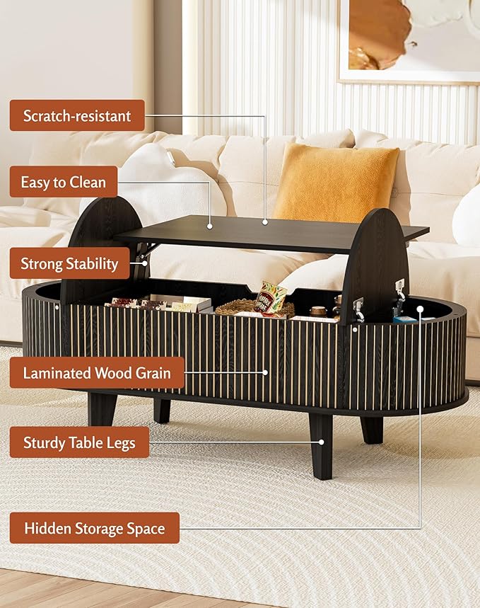 Oval Lift Top Coffee Table