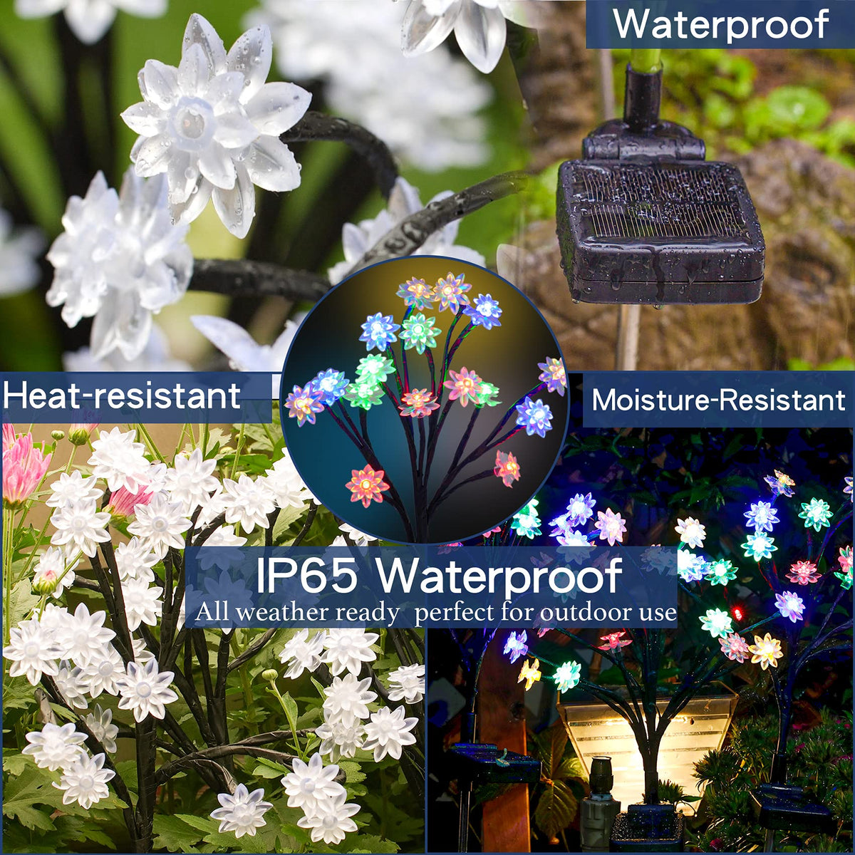 TONULAX Solar Garden Lights - Upgraded Landscape Tree Lights with Larger Solar Capacity, Decorative Light Outdoor for Pathway, Patio, Front Yard Decoration(2 Pack)