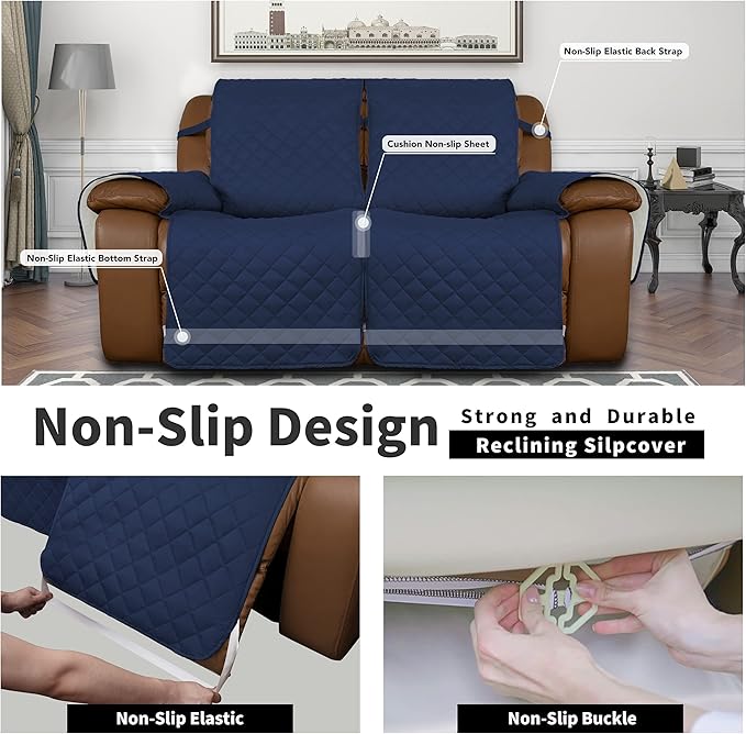Easy-Going Oversized Loveseat Recliner Cover, Reversible Couch Cover