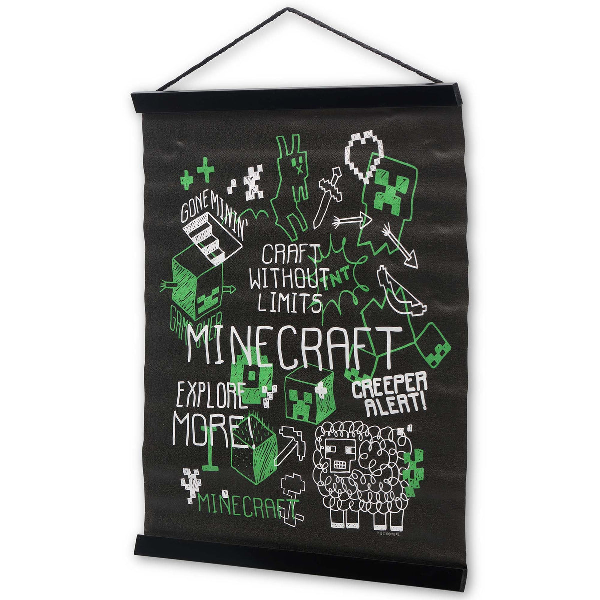 Open Road Brands Minecraft Craft Without Limits Hanging Canvas Banner - Fun Minecraft Wall Decor for Bedroom or Game Room