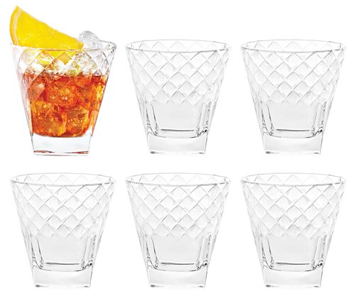 Barski - European Glass - Double Old Fashioned Tumbler Glasses - Uniquely Designed - Set of 6-11.5 oz. - Made in Europe