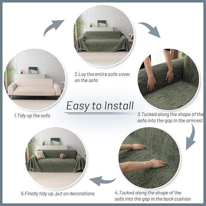 MYSKY HOME Couch Covers for 2 Cushion Couch Sectional Sofa, L Shape Sofa