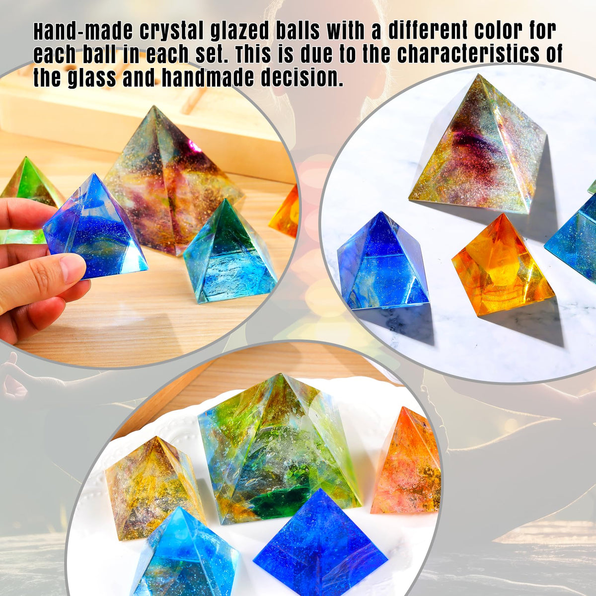 Ornalrist 5 Chakra Natural Healing Pyramid with Wooden LED Light Base Crystal Quartz Pyramid for Meditation, Positive Energy, Sleep, Spiritua Night Light Home Decor