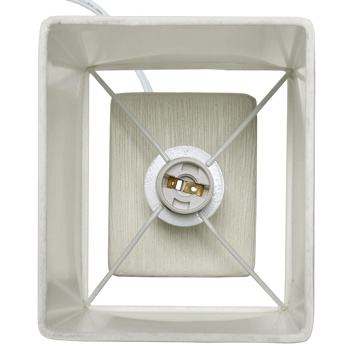 Simple Designs LT2072-OFF Petite Faux Stone Table Lamp with Fabric Shade, Off White with White Shade