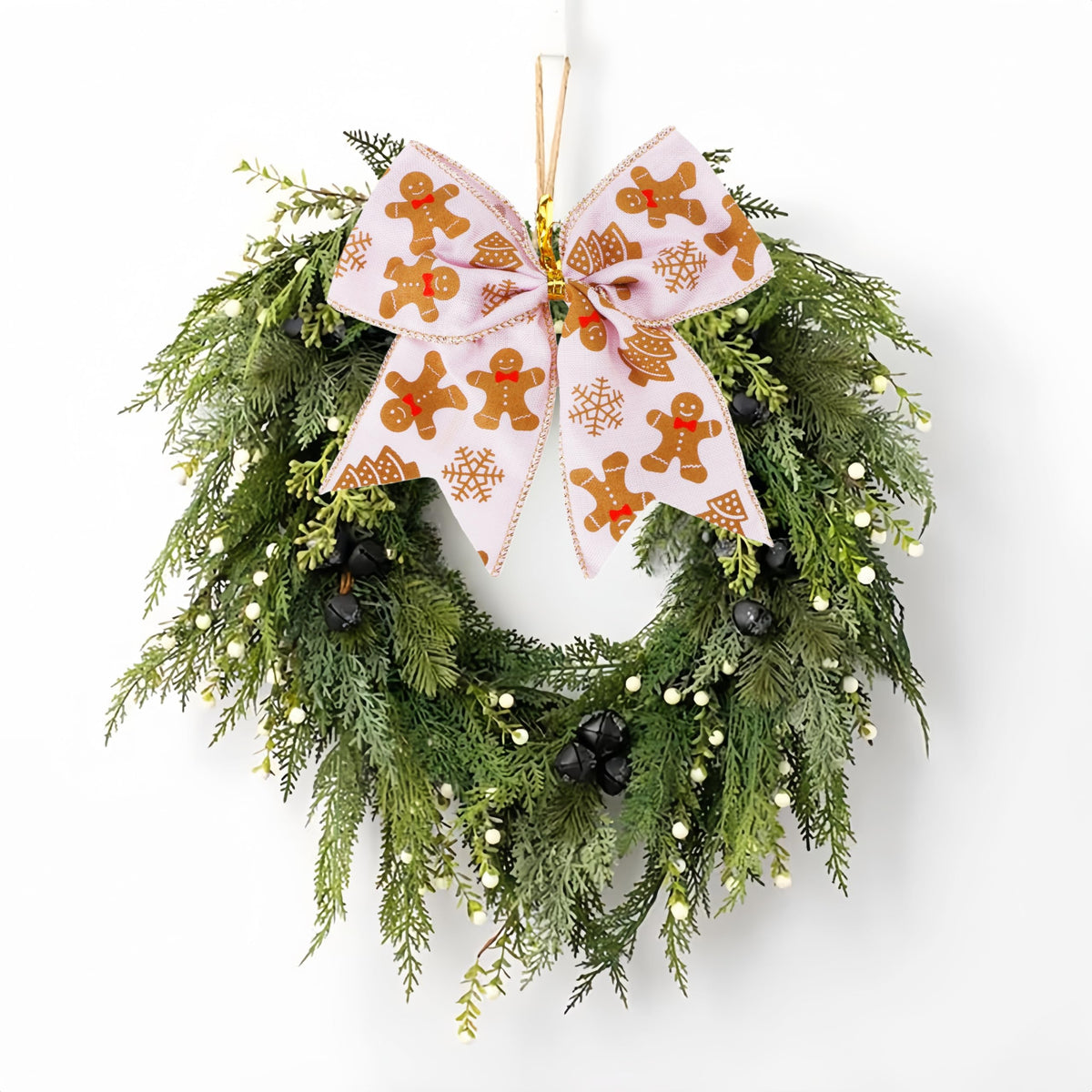 Meseey 12 Pcs Gingerbread Bows 6 Inch Large Pink and White Christmas Wreaths Bows Ornament for Xmas Tree Garland Home Wedding Indoor Outdoor Party Decor (Pink Gingerbread)