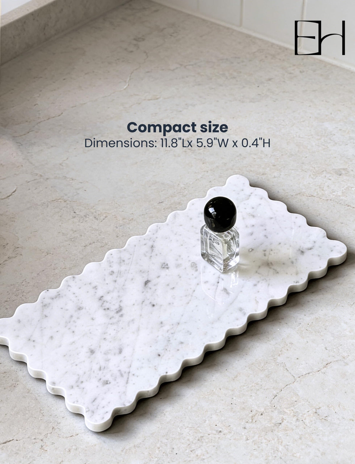 Marble Scalloped Tray, 12" x 6" Serving Stone Board, Scallop Tray to Home Bathroom Vanity Kitchen Countertop Decor, Marble Cutting Board for Cheese Display(Calacatta White)