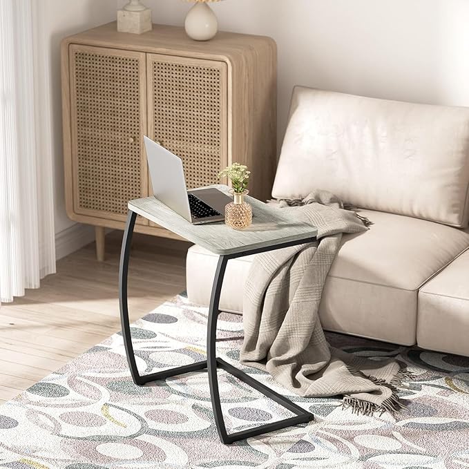 SRIWATANA Side Table, End Table, Vintage C-Shaped Couch Table