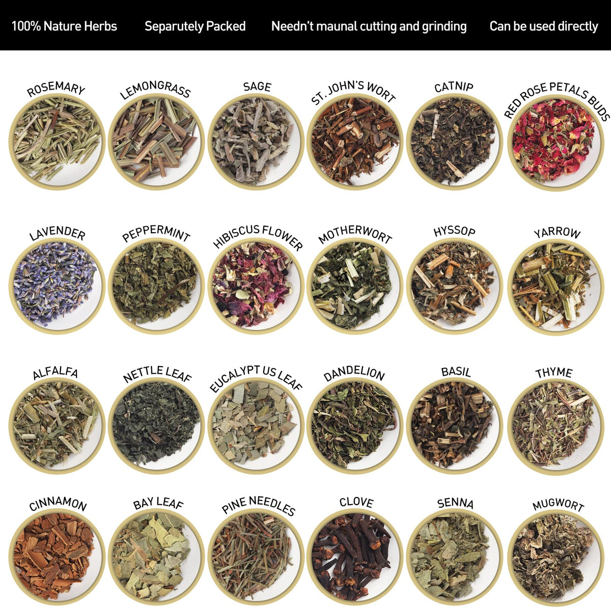 24-Pack Witchcraft Supplies Herbs and Flowers Kit for Witchy Beginners