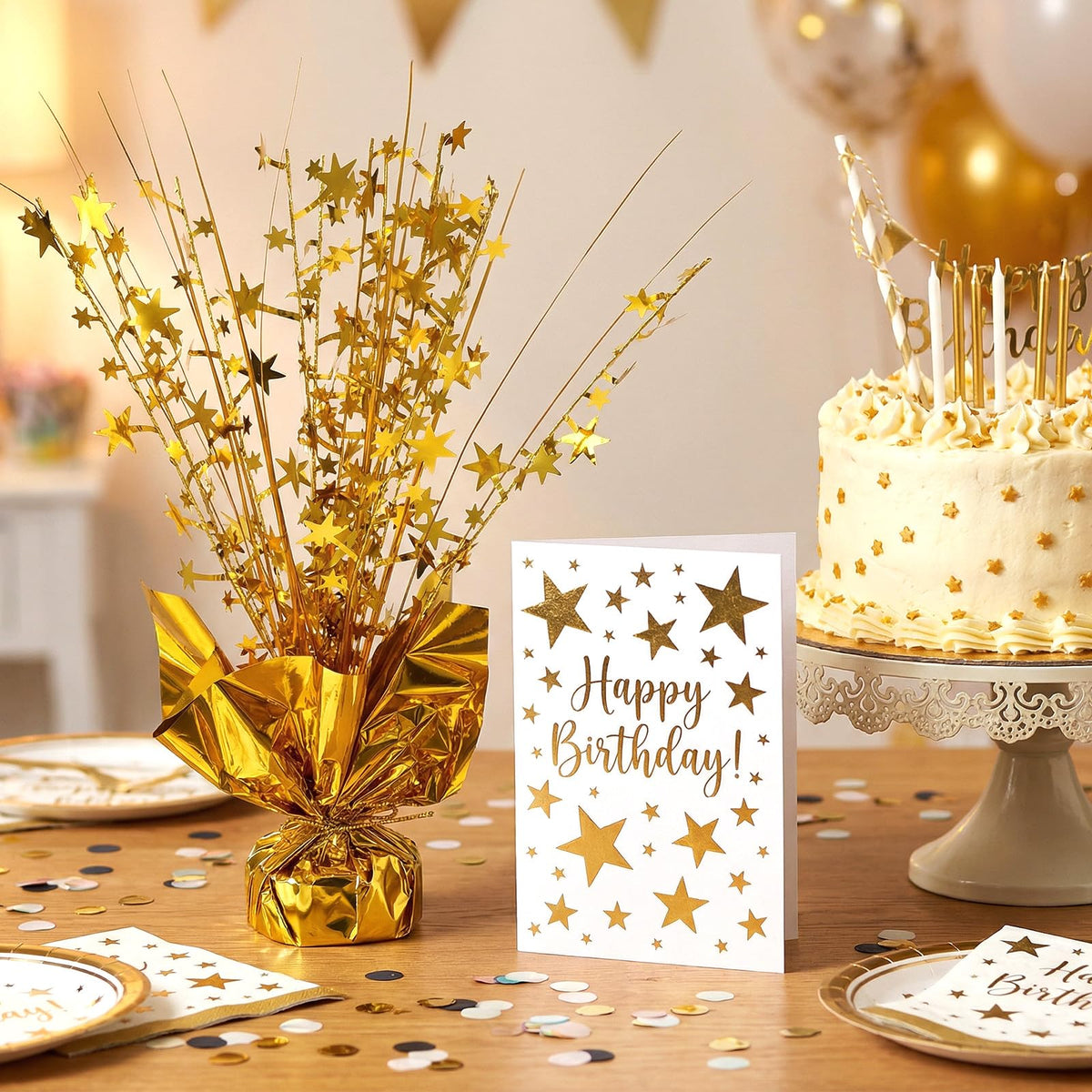 12 Pack Metallic Foil Spray Centerpiece Star Table Decoration Burst Table Centerpieces for Birthday Star Tabletop for Birthday New Years Nye Wedding Anniversary Graduation Holiday Party Supplies Decor