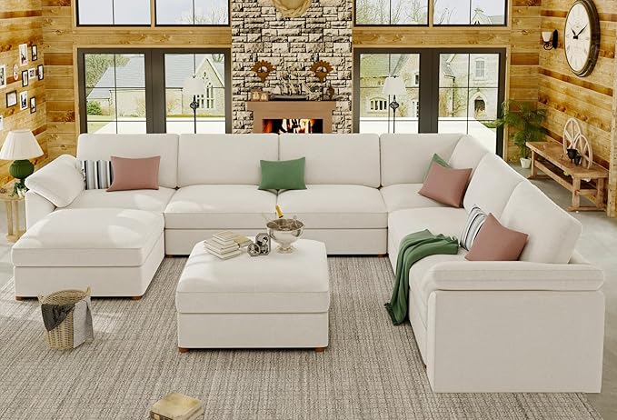 EASE MOOSE Oversized Sectional Modular Sofa，Comfty U Shape Sectional FSC