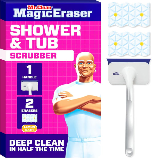 Mr. Clean Magic Eraser - All-in-One Bathroom Cleaner Kit | 1 Scrubber & 2 Foaming Erasers, Lemon Scent