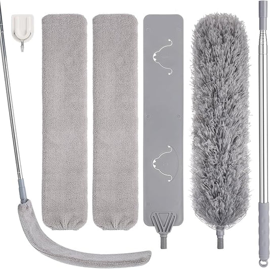 Feather Duster Set, 30-100 inch Microfiber Retractable Gap Duster