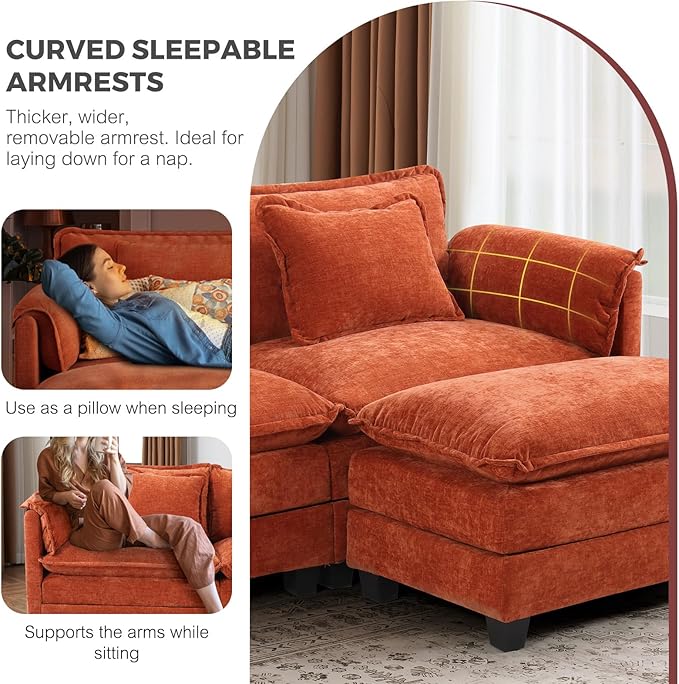 ELUCHANG Oversized 116" Modular Sectional Sofa, Comfy Cloud Couch, U Shaped