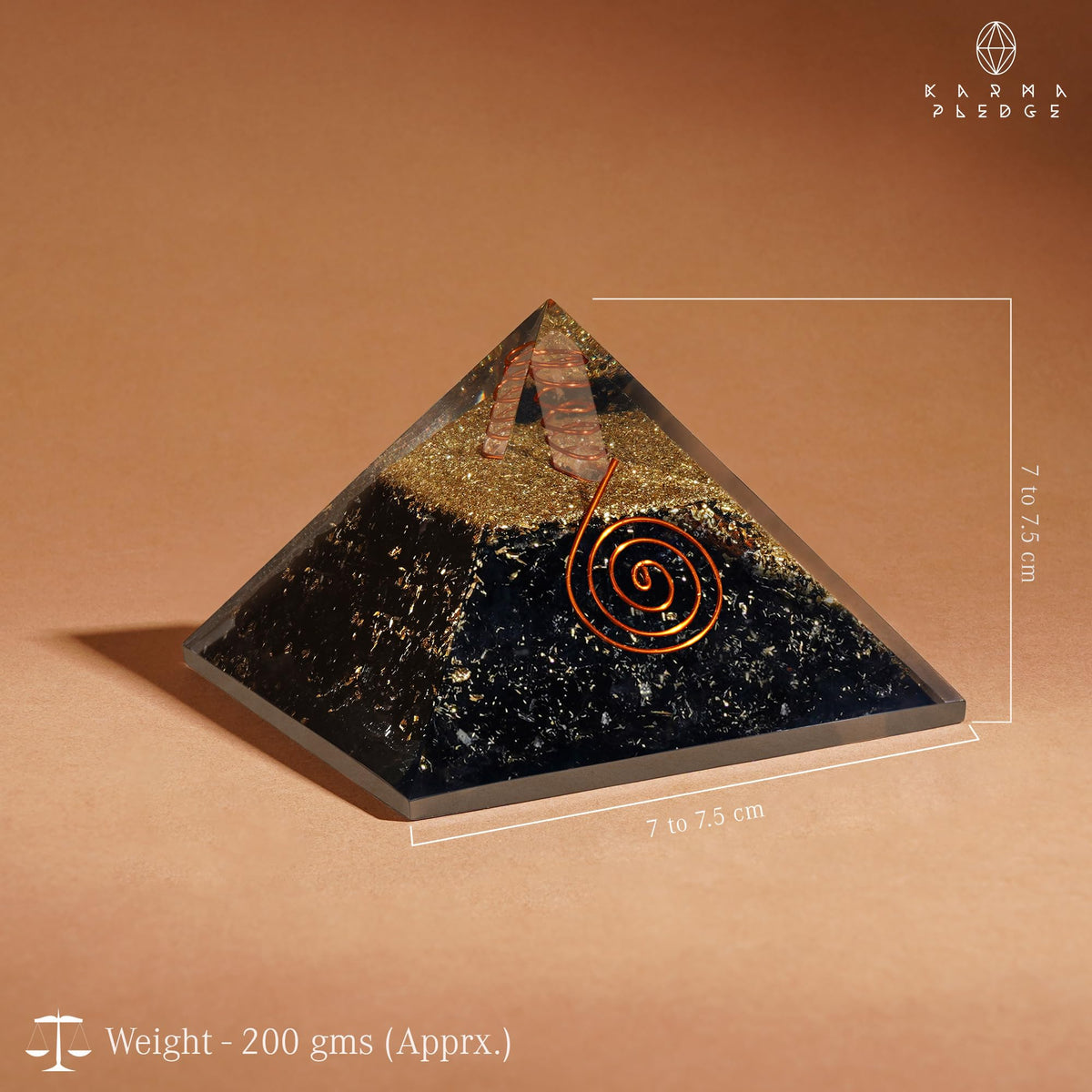 Chakra Healing Crystal Pyramid, Unique Birthday Gifts for Womens, Mom, Love One, Black Tourmaline Orgonite Orgone Pyramid for Meditation, Balance, Positive Energy, Success, Office Desk Decor