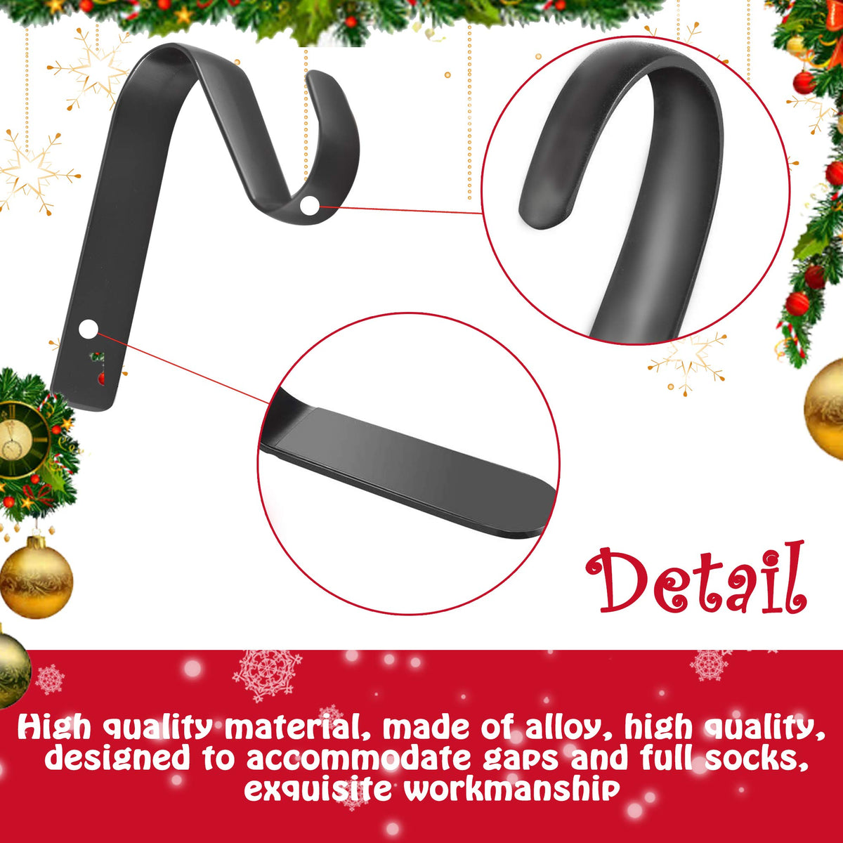 Originalidad Christmas Stocking Holders Metal Fireplace Stocking Hook Garland Mantle Hook for Christmas Decoration (4 Pack)