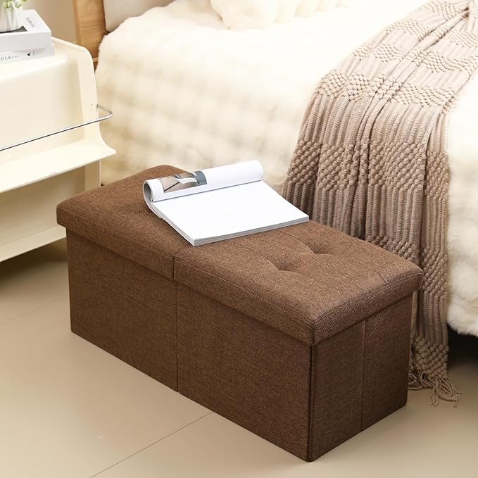 Storage Ottoman Bench Foldable Seat Footrest Shoe Bench End of Bed Storage