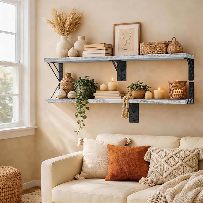 BAYKA Wall Shelves for Bedroom Decor, Floating Shelves for Living Room Kitchen