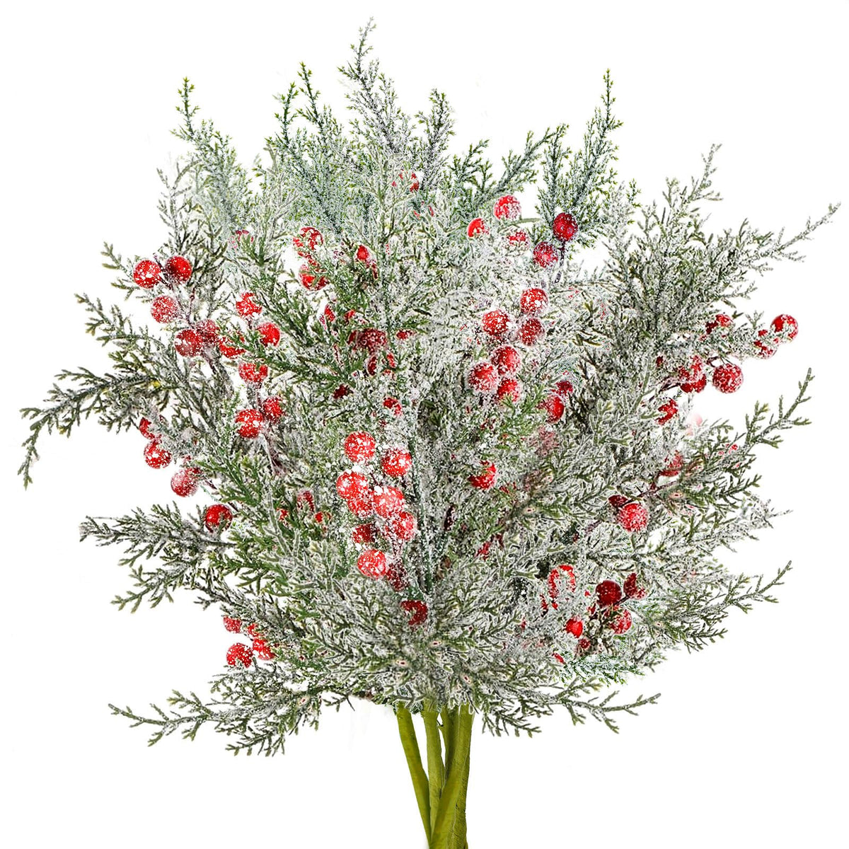 FloraSea 4 Pcs Christmas Picks, 17.5 Inch Artificial Christmas Flowers Picks Spray for Christmas Tree Wreath Floral Arrangement Vase Winter Holiday Season Décor