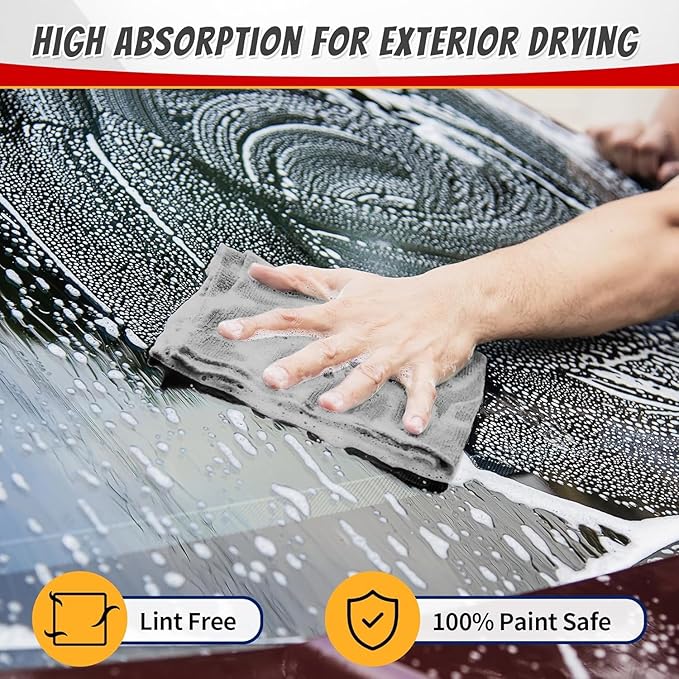 FIXSMITH Microfiber Cleaning Cloth, Shop Towels Bulk, 24 Pack Grey Microfiber