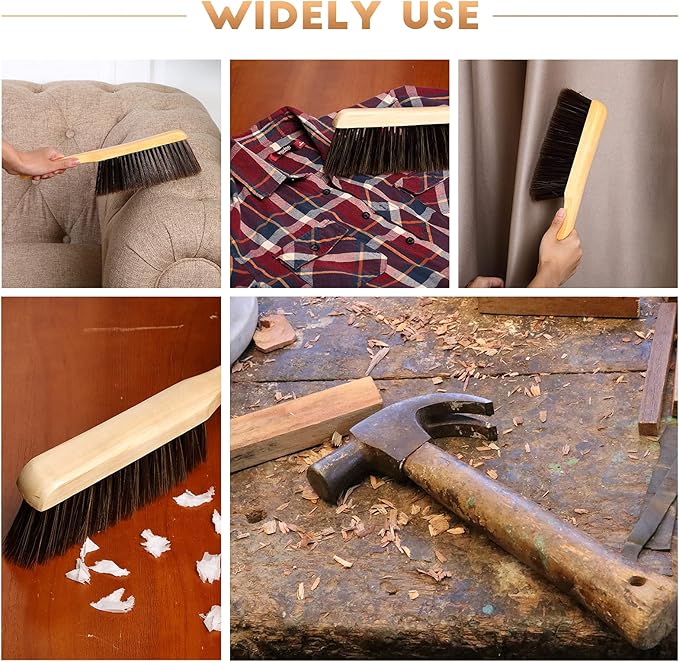 Patelai 2 Pieces Wooden Bench Brushes, Soft Bristles, Long Wood Handle