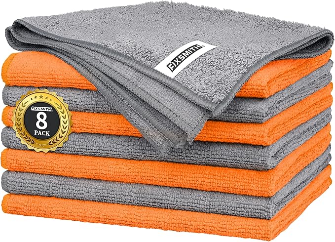 FIXSMITH Microfiber Cleaning Cloth -Pack of 8, Highly Absorbent Cleaning Rags