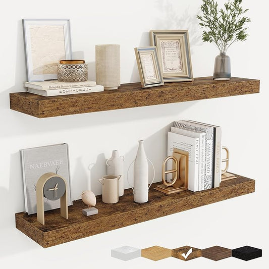 fuqing Floating Shelves for Wall, Wall Mounted Wood Floating Shelf