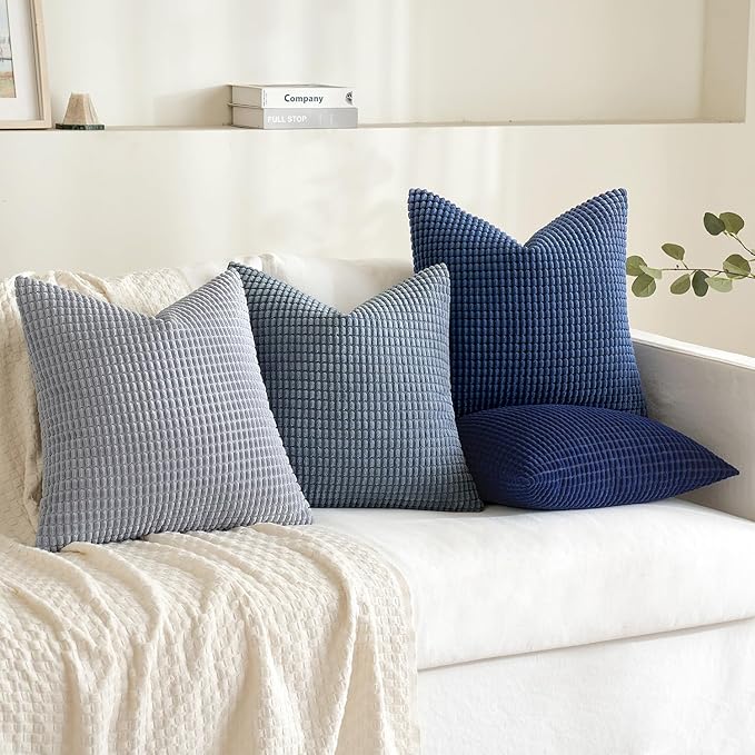 MIULEE Blue Decorative Pillow Covers 20x20 Inch Set of 4 Boho Western Farmhouse