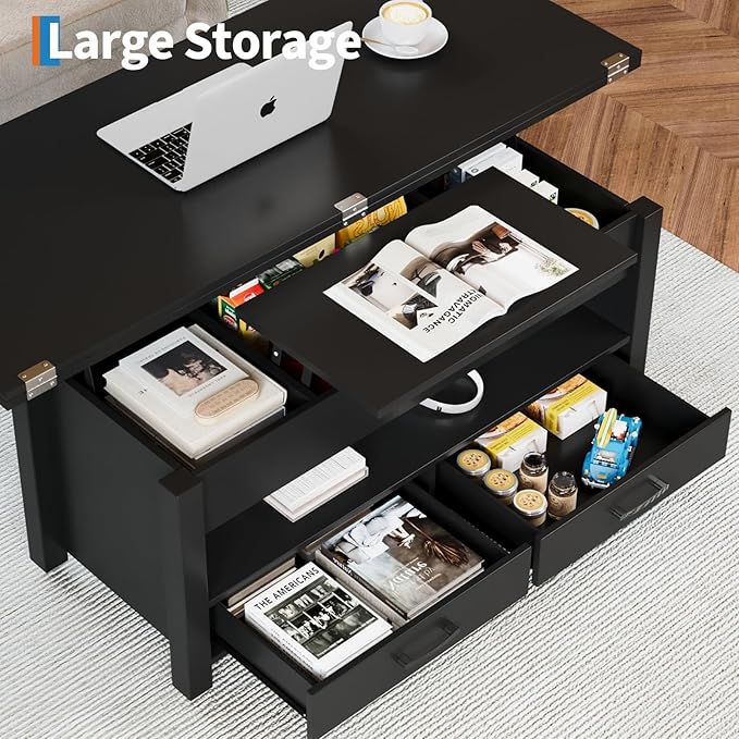 Garvee 40" Coffee Table Lift Top, Converts to Dining Table