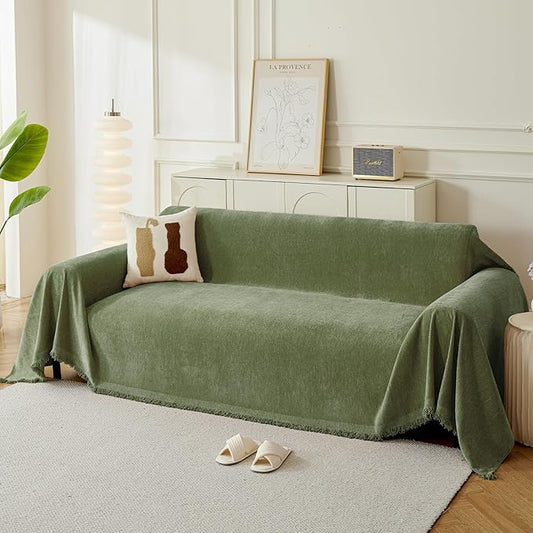 Couch Cover for Dogs, Boho Sofa Covers for 2 Cushion Couch, Chenille Sofa