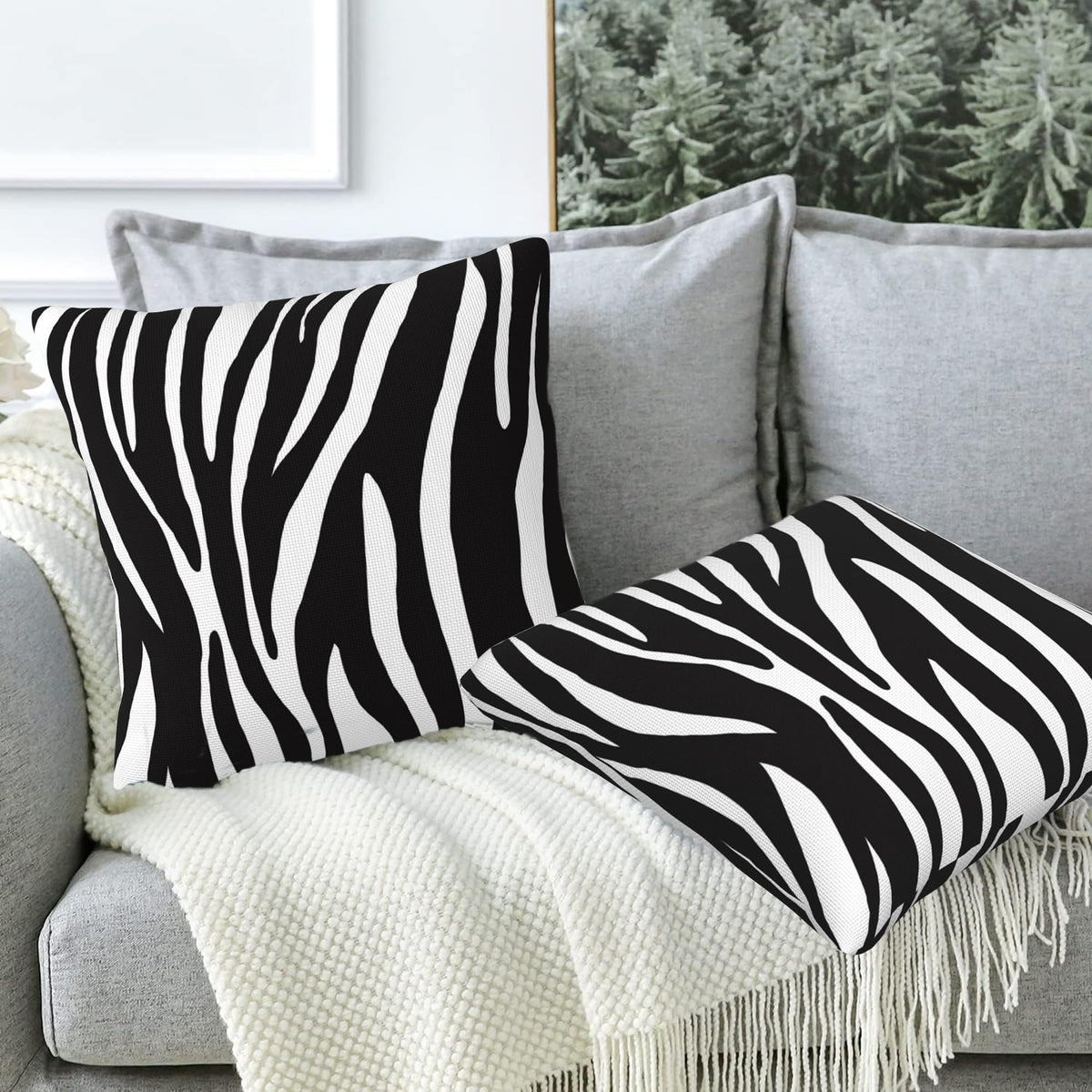 Naqiuli Throw Pillow Covers Animal Zebra Skin Pillow Covers 18x18 Inch Set of 2 Throw Pillows Decorative Pillow Cases Cushion Covers for Bedroom Livingroom Sofa Farm House