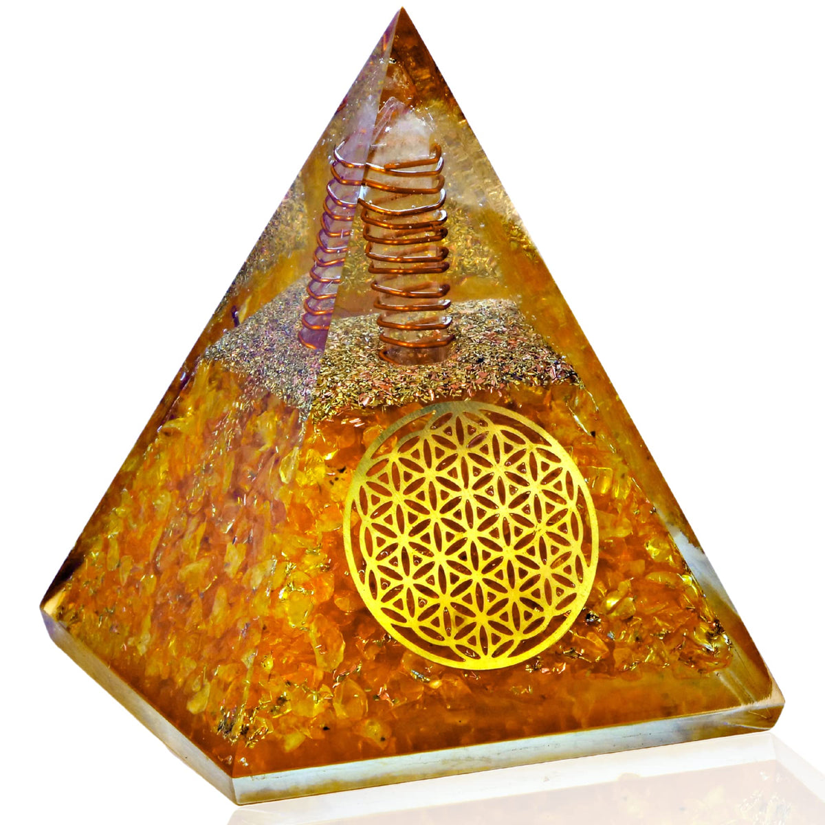 ANAYA AGATE Citrine Orgone Pyramid, Crystal Pyramid for Wealth Prosperity, Orgonite Pyramids for Meditation, Wisdom, Spiritual Growth, Crystals and Healing Stones for Success, Financial Abundance