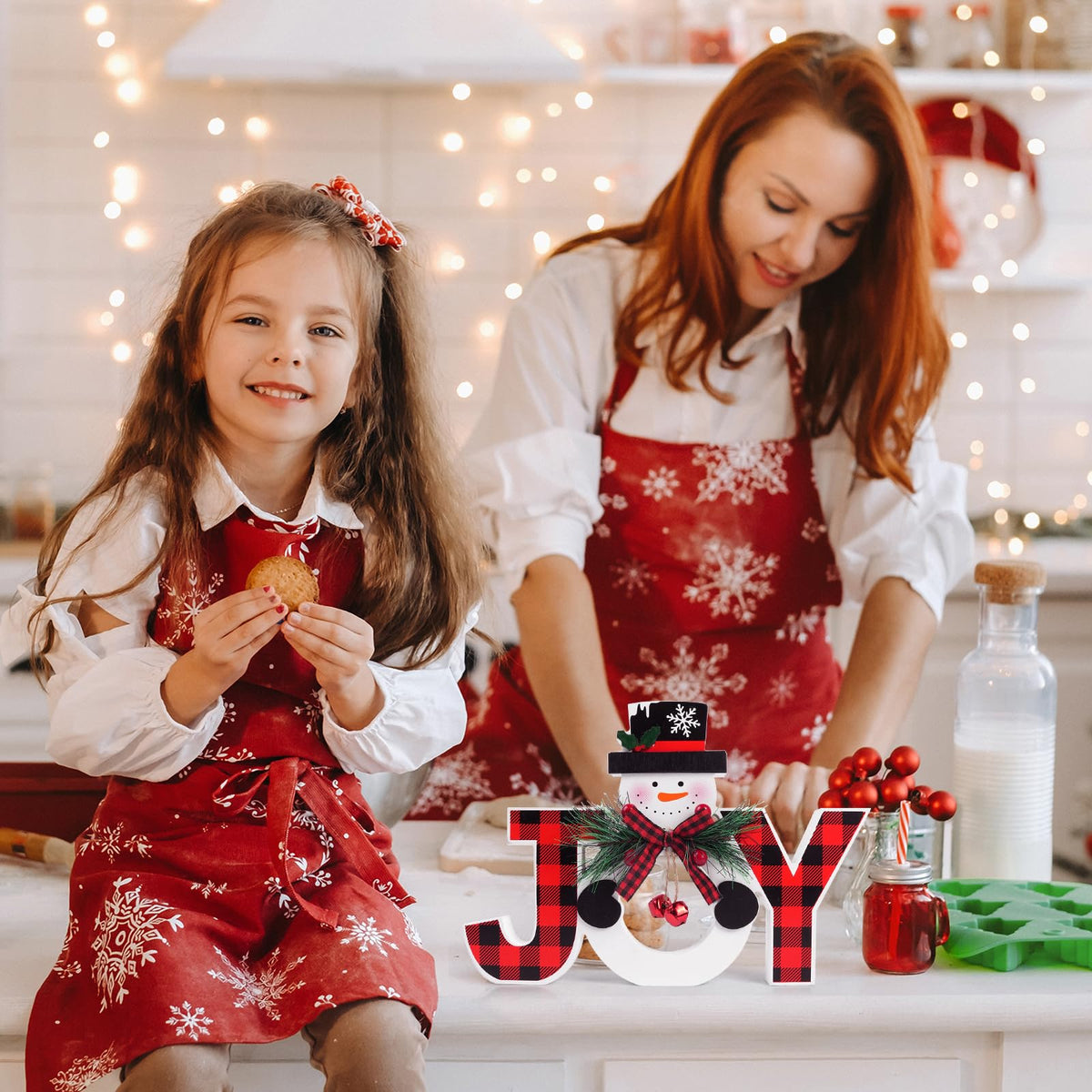 Christmas Table Decorations Wooden Joy Table Centerpieces Snowman Table Sign Standing Tabletop Merry Christmas Decoration for Holiday Office Desk Tiered Tray Party Shelf Decorations Farmhouse Winter