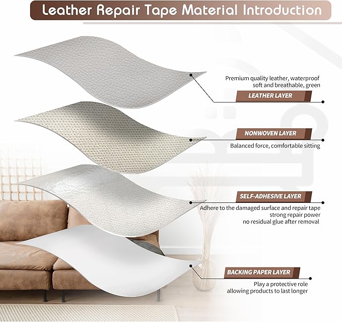 KING MOUNTAIN Leather Repair Patch, 2 Packs 9 x 11 Inches self Adhesive Leather