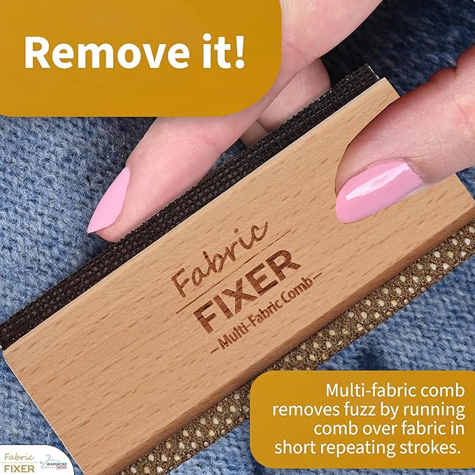 Multi-Fabric Sweater Comb with Natural Beech Wood Handle Manual Fabric Defuzzer