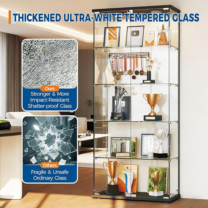 IDEALHOUSE Tempered Glass Display Cabinet