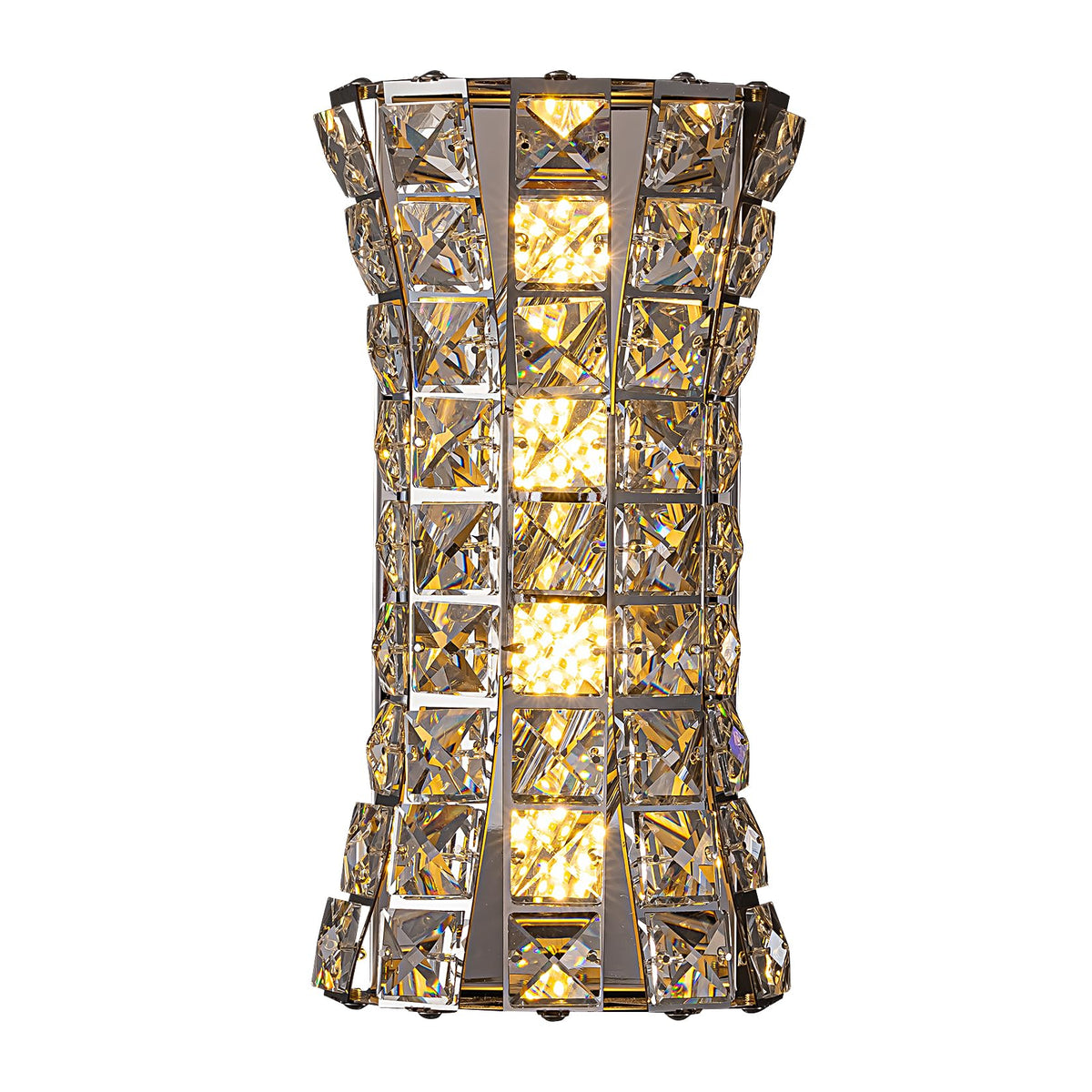 Kaiyuan Crystal Wall Light Fixtures,Modern Chrome Wall Lamp with Clear K9 Crystals,Luxury Crystal Wall Sconces for Living Room Bedroom Bathroom Hallway Doorway Stairway,Bedside