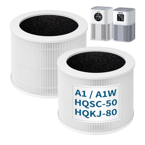 2 Pack A1 Filter Replacement For VEWIOR Air Puri-fier HQSC-50 HQKJ-80 A1W, For AMEIFU AP01W, For Tailulu HQZZ-60 PUR0003, For KOIOS HQKJ-50, 3-IN-1 True HEPA Replacement For Vewior A1w Air Puri-fier